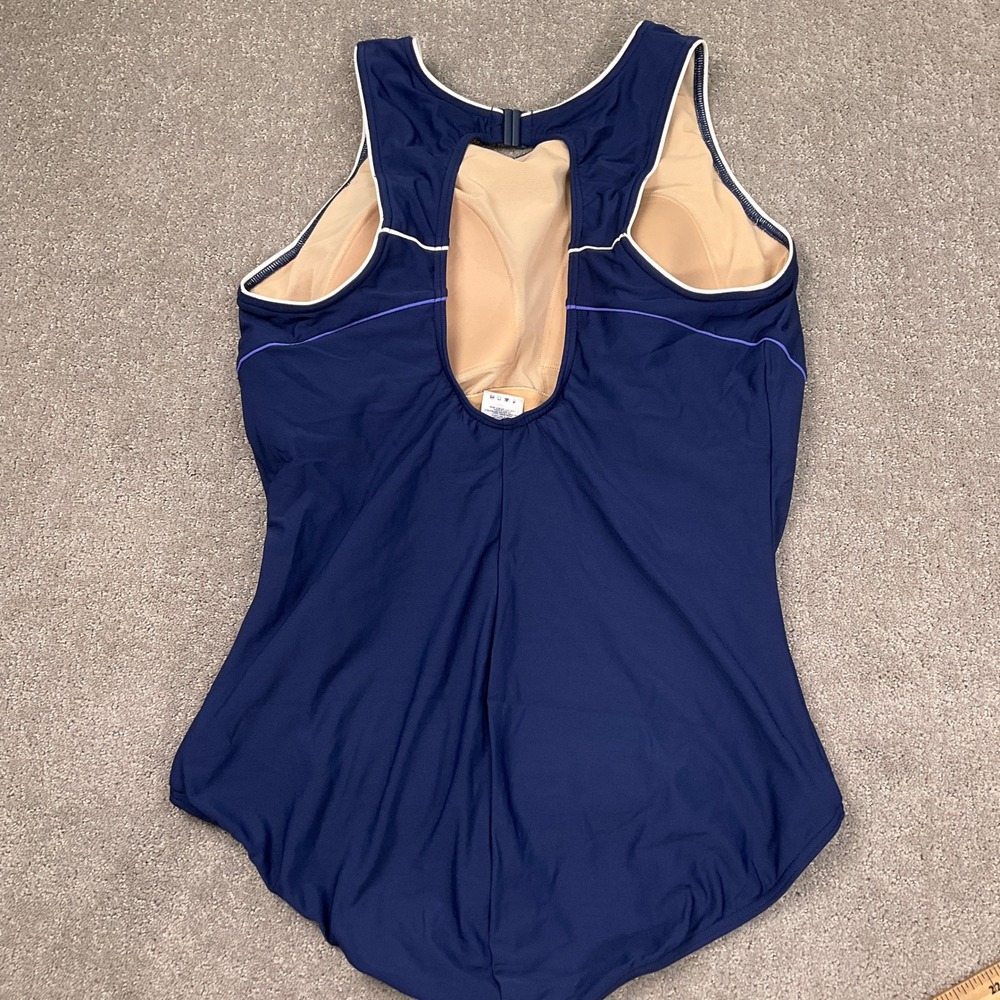 Lands End 1 Piece Swimsuit Womens 22W Navy Blue Training Modest Sporty Athletic - Picture 6 of 10